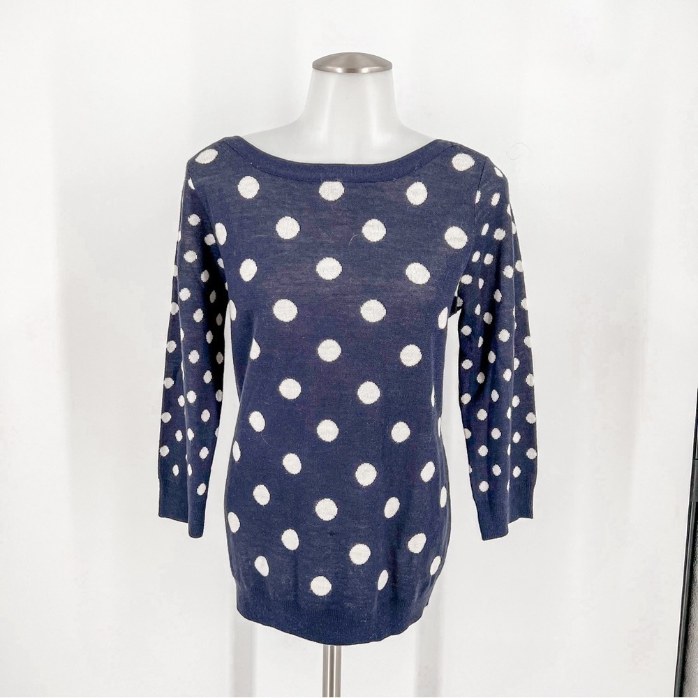 The Limited dark blue with white polka dots sweater